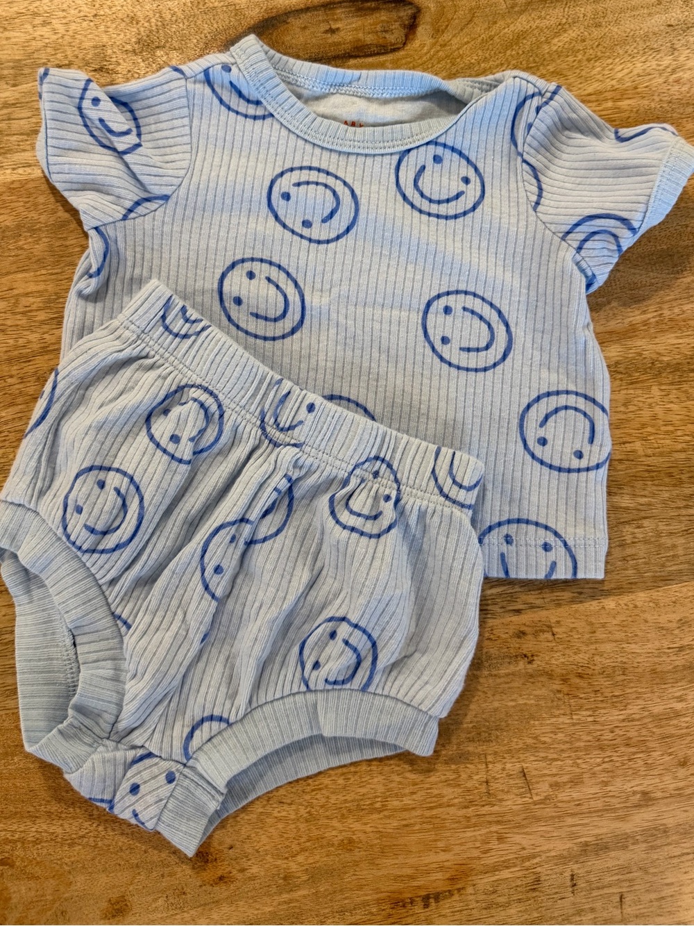 Cat & Jack Target | 0–3 Months Baby | Blue Smiley Face 2-Piece match Outfit Set